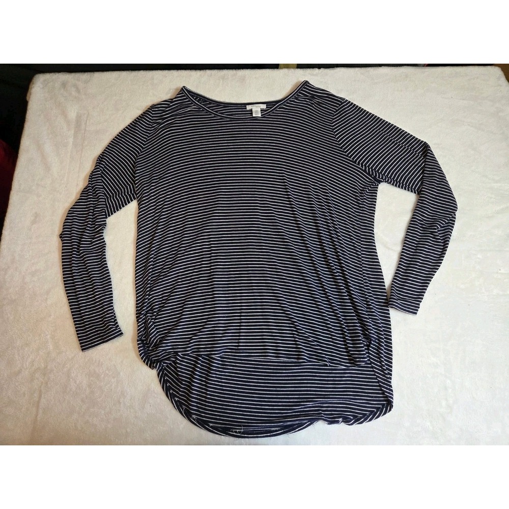 376 Daily Ritual Amazon XXL Navy White Stripe Long Sleeve Tunic Top